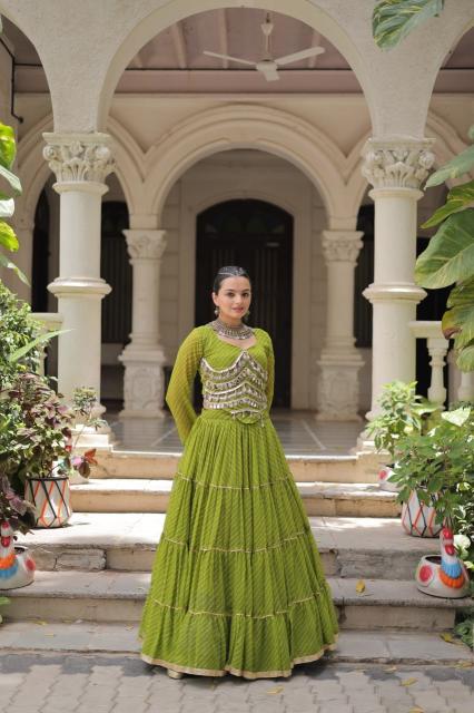 NAVRATRI KA 5047 Leheriya Green  Lehenga choli boutiques in Pune